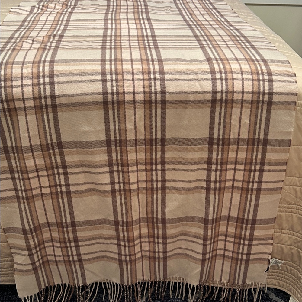 Banana Republic Beige and Brown Patterned Throw